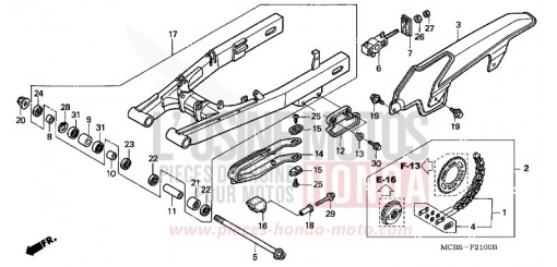 SWINGARM/CHAIN CASE XL650V3 de 2003